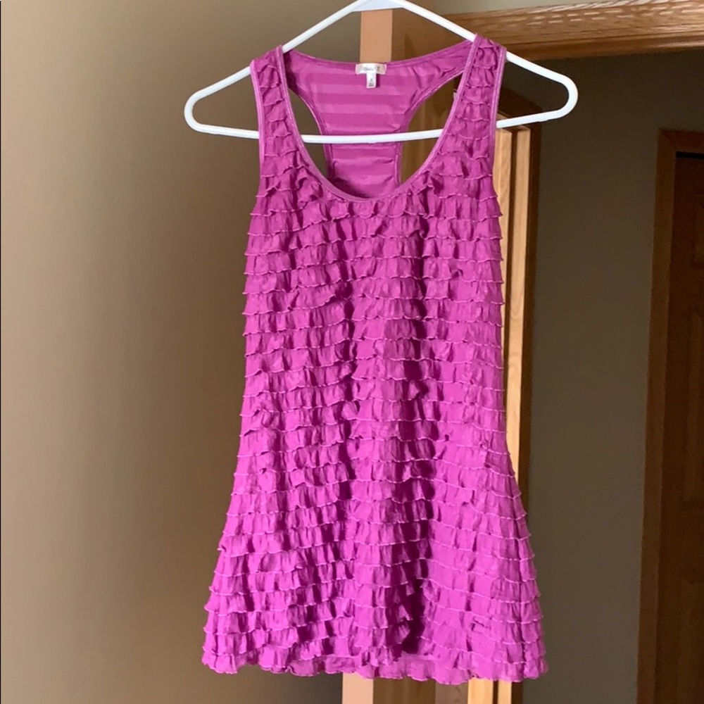 Ruffle Racerback Tank -purple/fuschia color.